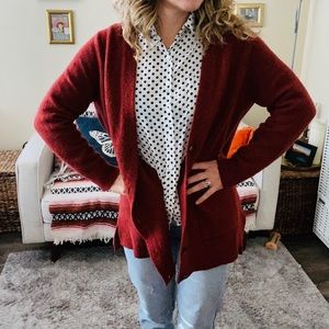 Burnt orange button down cardigan sweater